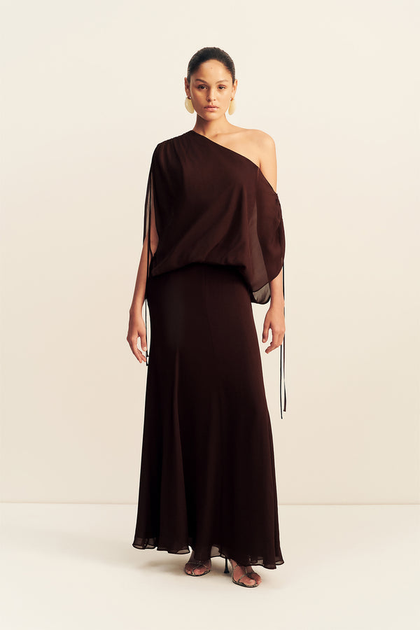 dresses for long torso Shona Joy - Amina Off Shoulder Blouson Maxi Dress