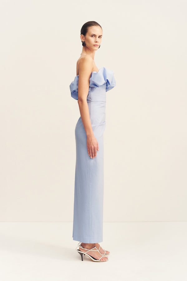 CAMPBELL STRAPLESS BUBBLE MAXI DRESS - CORNFLOWER BLUE