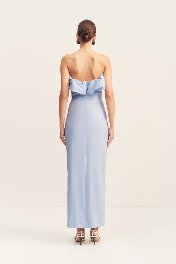 CAMPBELL STRAPLESS BUBBLE MAXI DRESS - CORNFLOWER BLUE