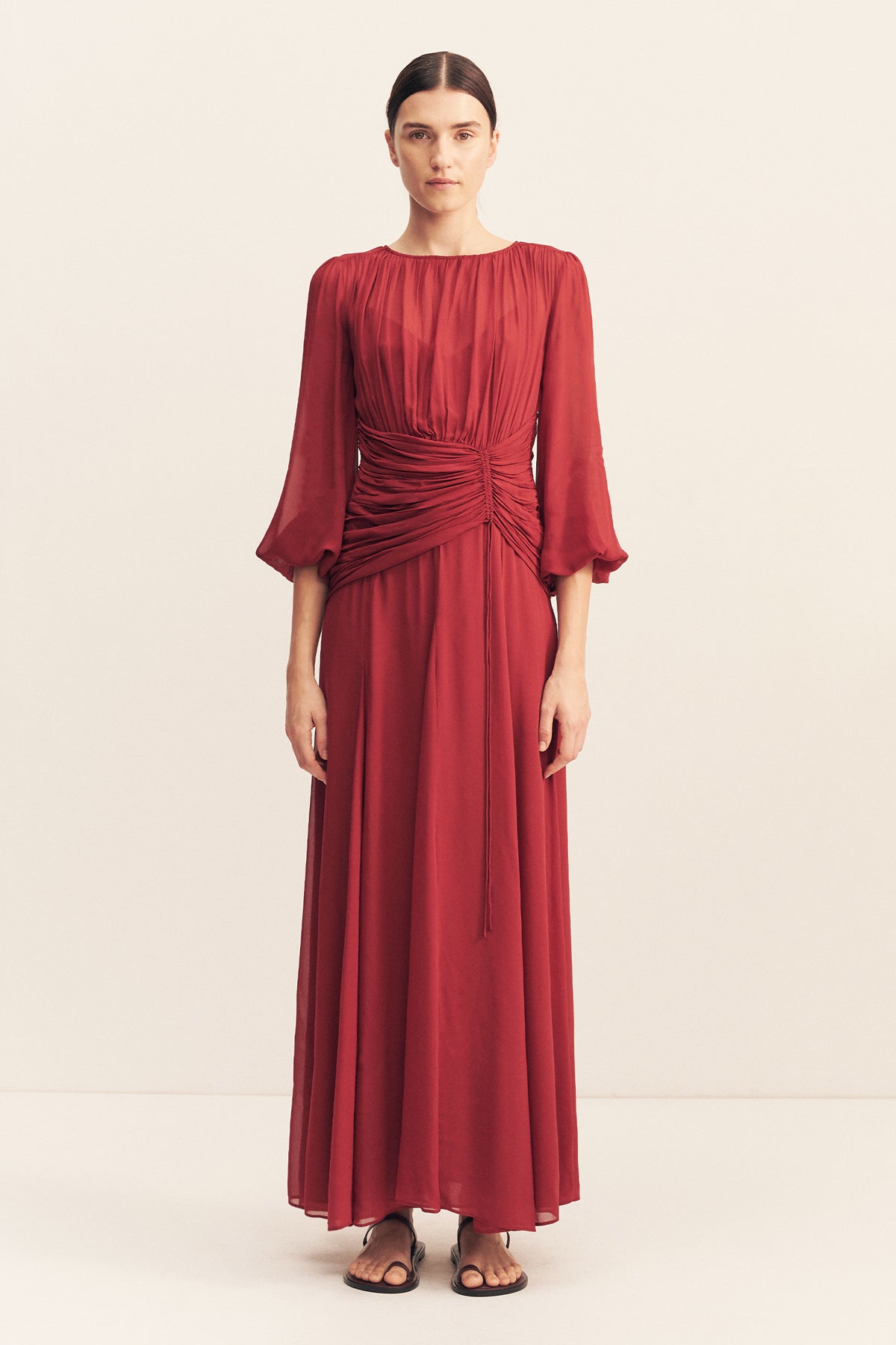 Rowe High Neck Balloon Sleeve Maxi Dress | Sangria | Dresses