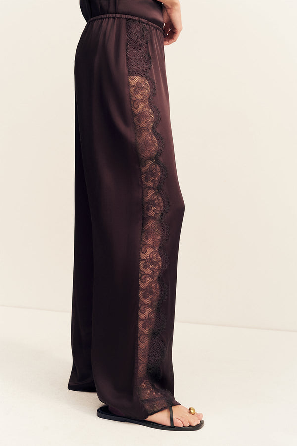 SIMONA LACE SIDE PANEL PANT - ESPRESSO