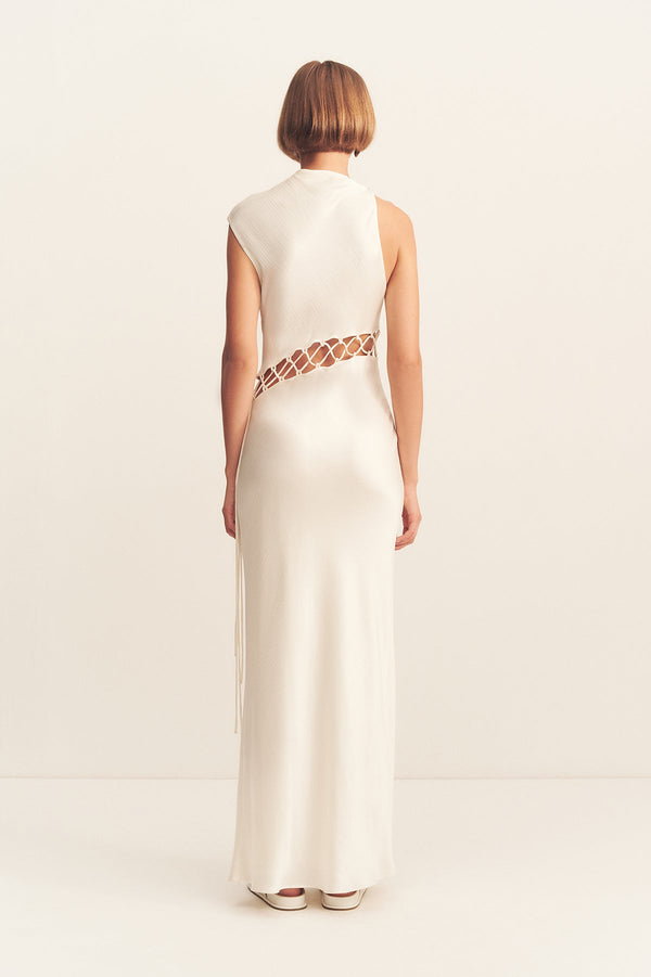 Huxley Cowl Lace Up Maxi Dress Vanilla Dresses Shona Joy