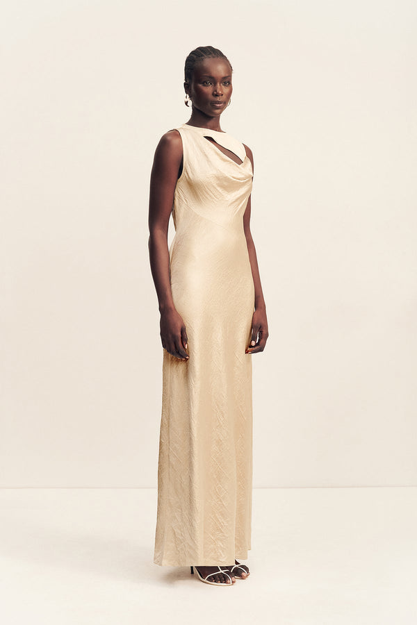 ANDIE SLEEVELESS COWL MAXI DRESS - CHAMPAGNE