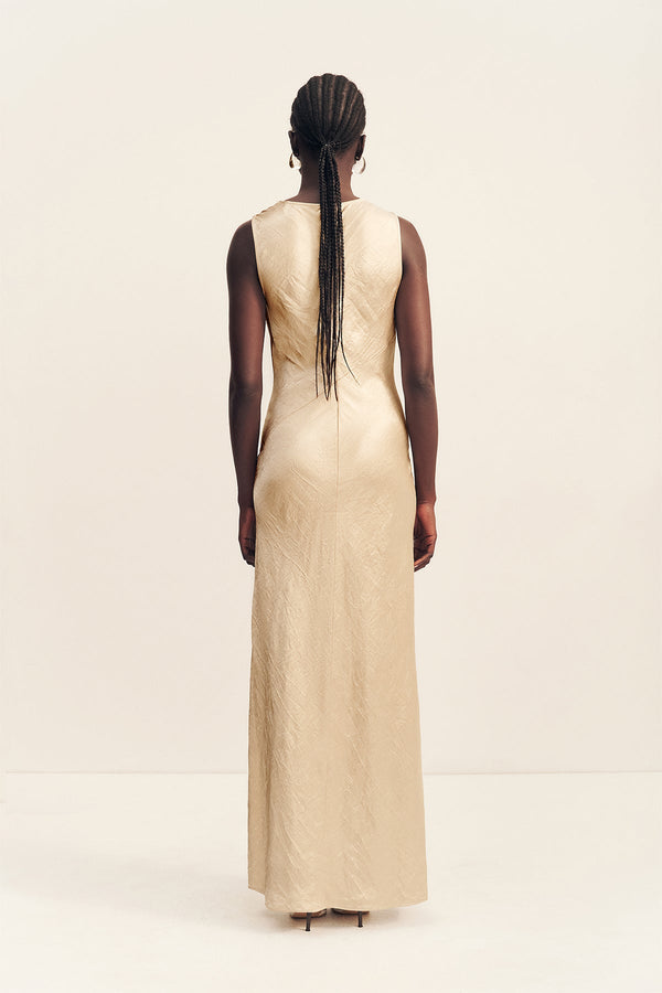 ANDIE SLEEVELESS COWL MAXI DRESS - CHAMPAGNE