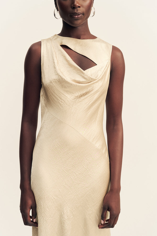 ANDIE SLEEVELESS COWL MAXI DRESS - CHAMPAGNE