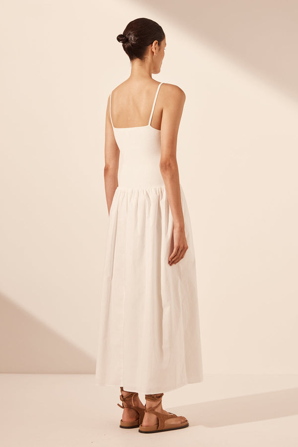 ALIAH HIGH NECK MIDI DRESS - IVORY_B