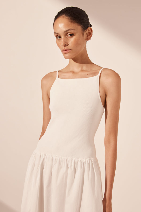 ALIAH HIGH NECK MIDI DRESS - IVORY_D