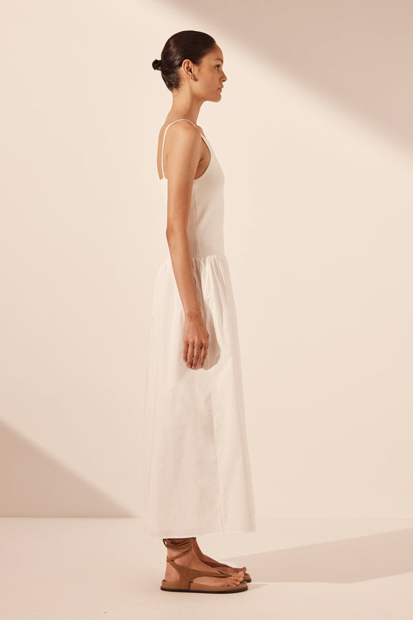 ALIAH HIGH NECK MIDI DRESS - IVORY_S