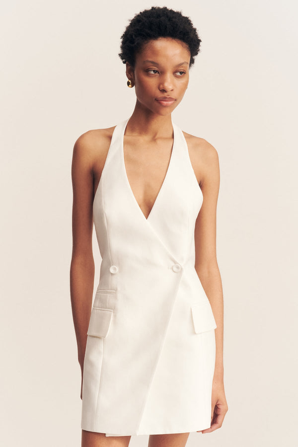 CALCITE TAILORED WRAP MINI DRESS - IVORY_D