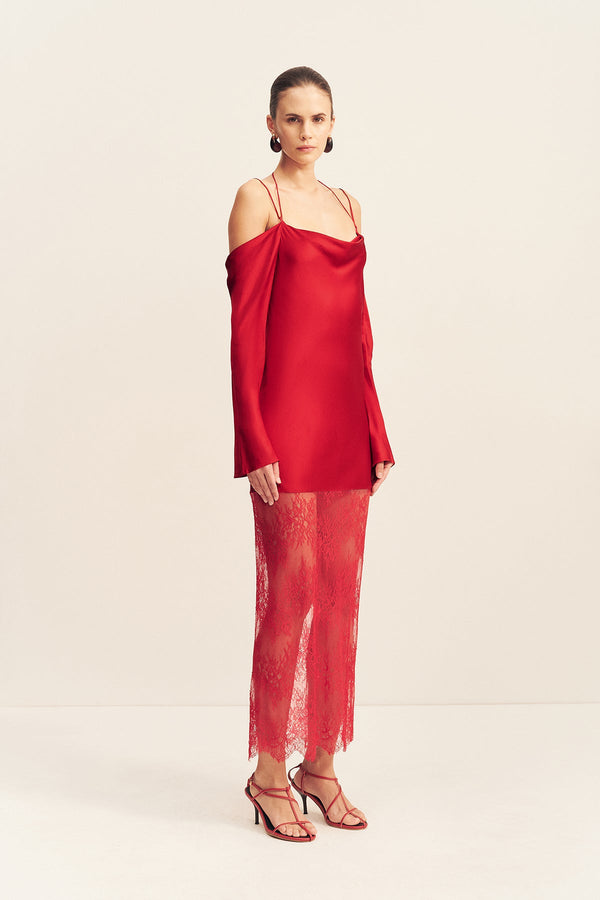 red off the shoulder lace dress Amarra 89527