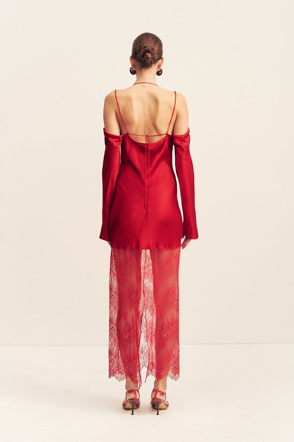 Shona Joy - Labyrinth Lace Off Shoulder Maxi Dress - Cherry Shona Joy - Labyrinth Lace Off Shoulder Maxi Dress - Cherry