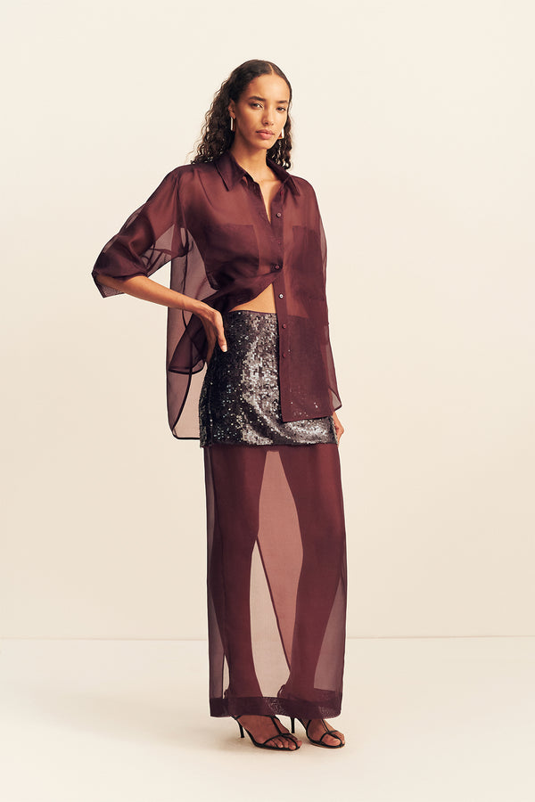 TIBBY SILK ORGANZA SHIRT - PORT ROYALE