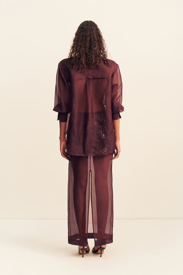 TIBBY SILK ORGANZA SHIRT - PORT ROYALE