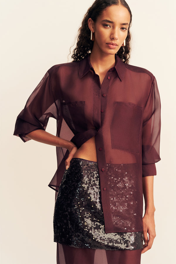 TIBBY SILK ORGANZA SHIRT - PORT ROYALE