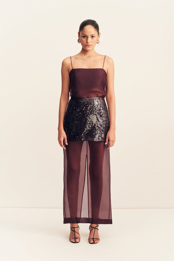 AMERIE SILK SEQUIN MAXI SKIRT - PORT ROYALE_F