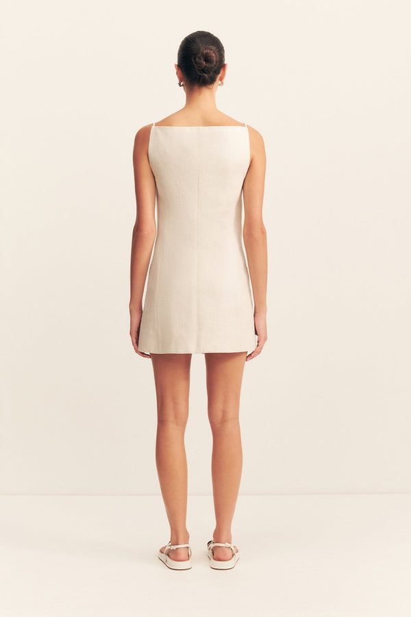 ELLIOT SQUARE NECK MINI DRESS - PARCHMENT