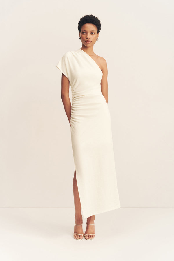 Ivory Dress Shona Joy One Shoulder Midi Dress Beau Asymmetrical