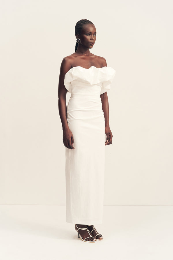 CAMPBELL STRAPLESS BUBBLE MAXI DRESS - IVORY