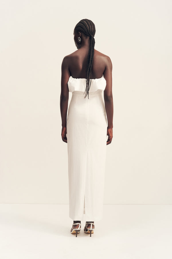 CAMPBELL STRAPLESS BUBBLE MAXI DRESS - IVORY