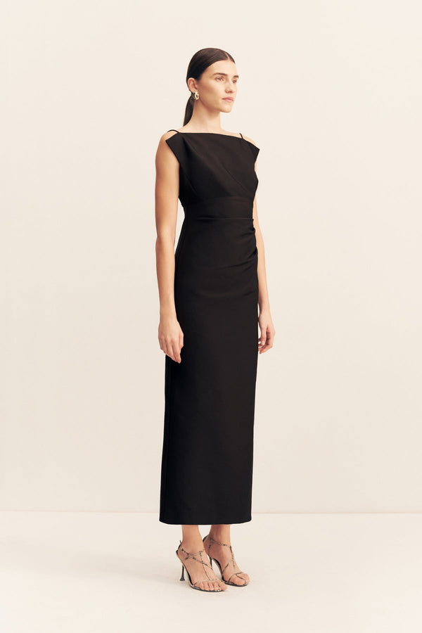 Shona Joy - Otis Draped High Neck Midi Dress - Black - Bridesmaids Dress Shona Joy - Otis Draped High Neck Midi Dress - Black - Bridesmaids Dress