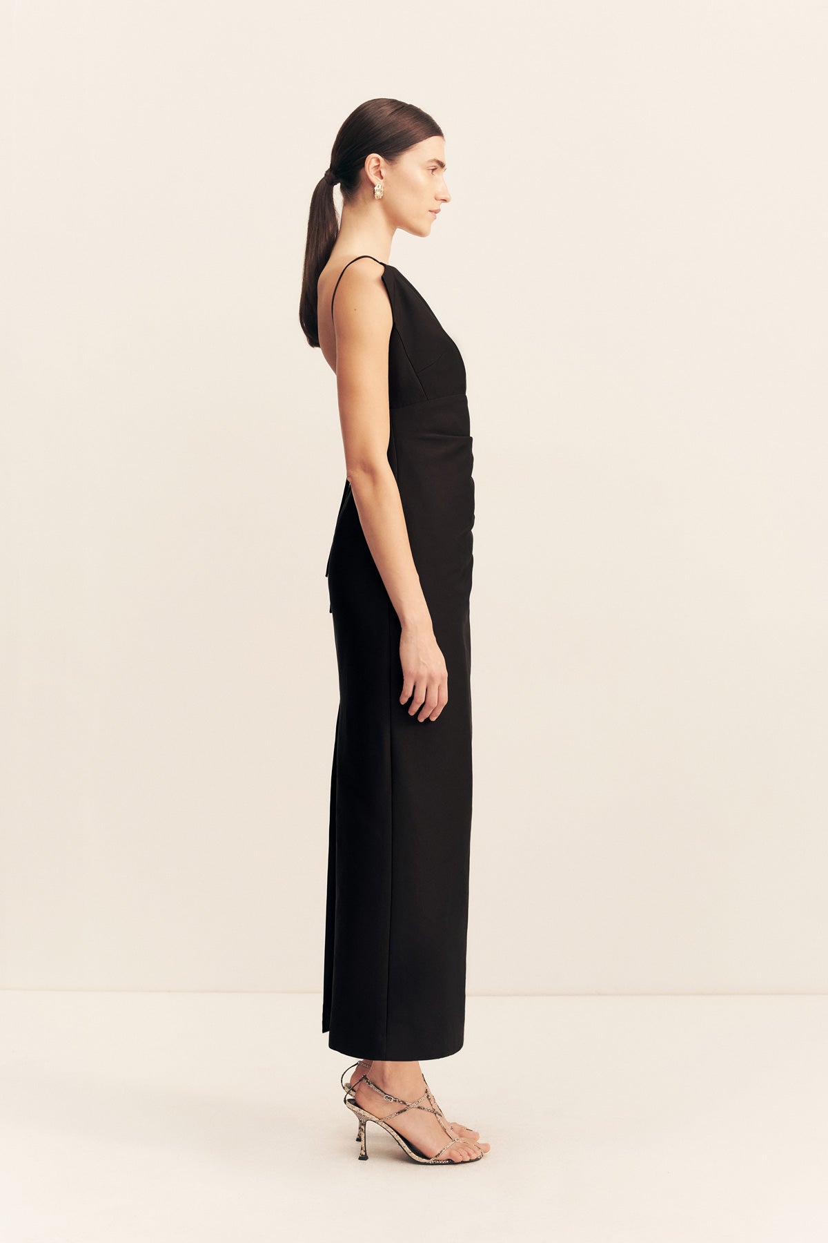 Otis Draped High Neck Midi Dress | Black | Dresses | Shona Joy