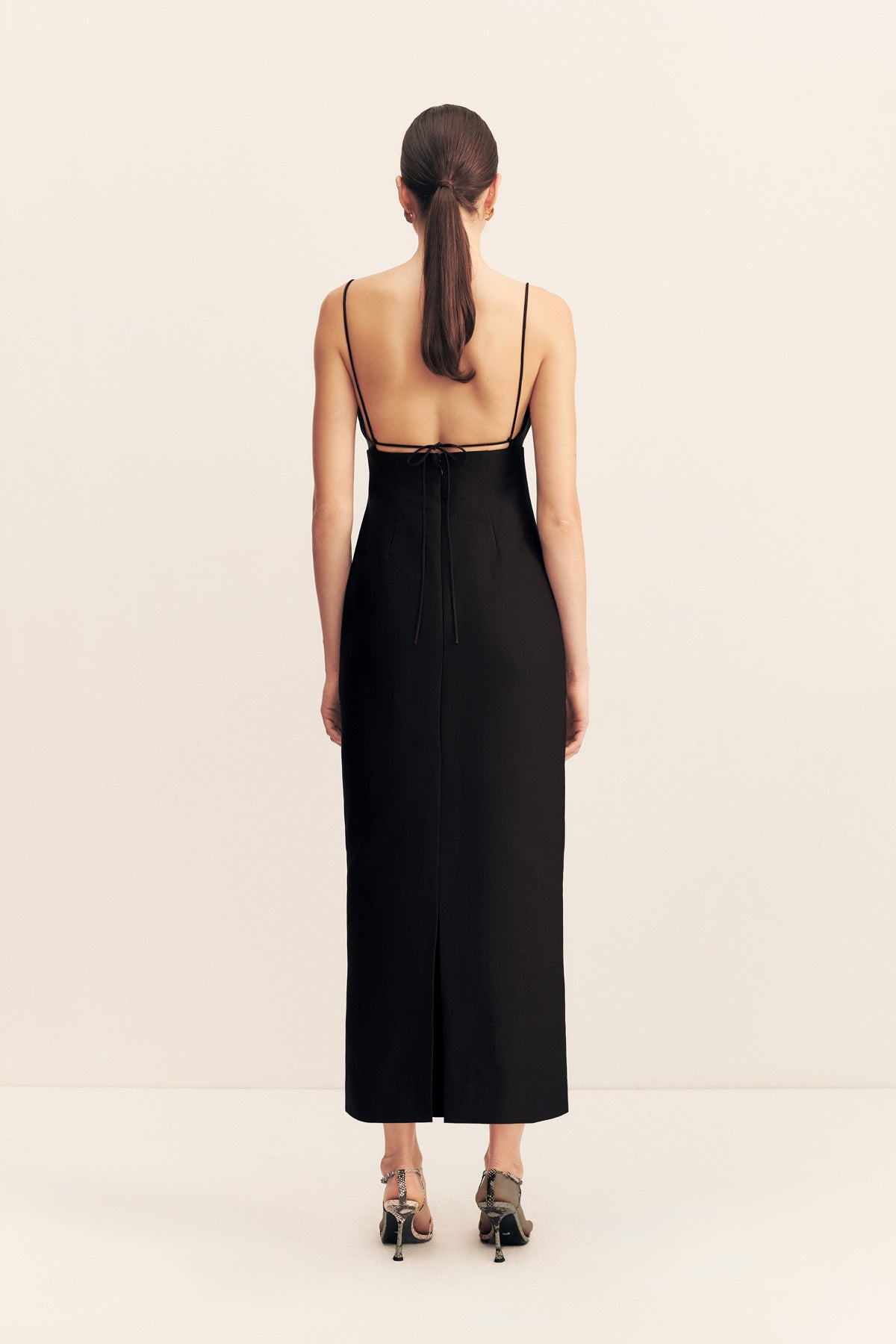 Otis Draped High Neck Midi Dress | Black | Dresses | Shona Joy