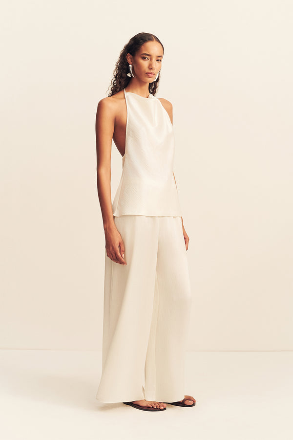 HUXLEY TEXTURED OPEN BACK TOP - VANILLA