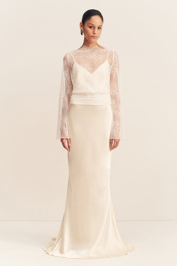 LAMBENT LACE LONG SLEEVE TIE TOP_F