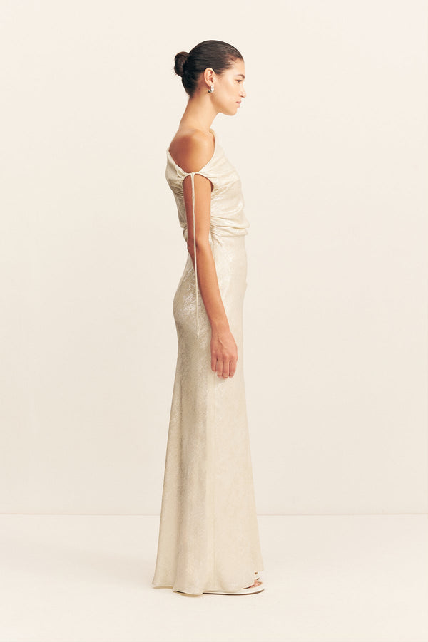 CALDER GATHERED MAXI DRESS - BUBBLY