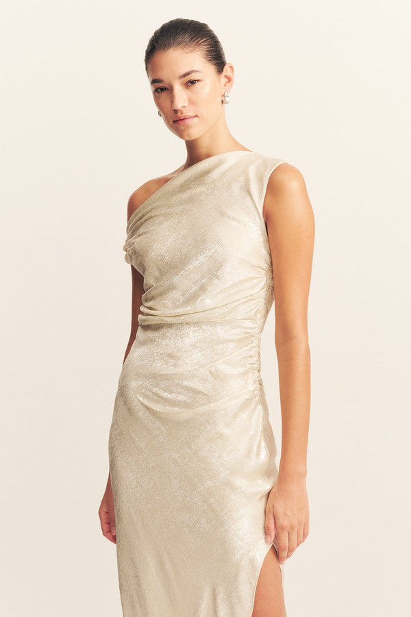 CALDER GATHERED MAXI DRESS - BUBBLY