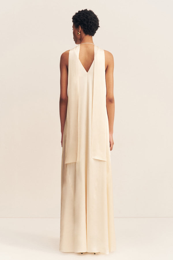 LA LUNE SCARF PANELLED MAXI DRESS - CREAM_B