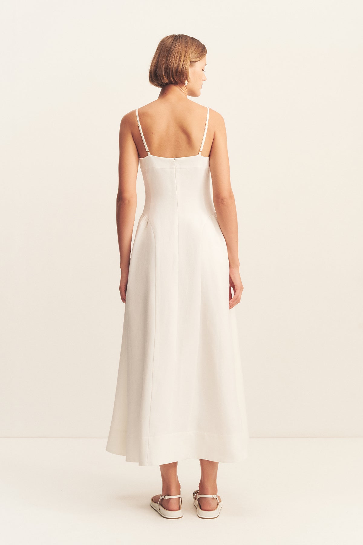 Gigi Square Neck Panelled Midi Dress | Ivory | Dresses | Shona Joy