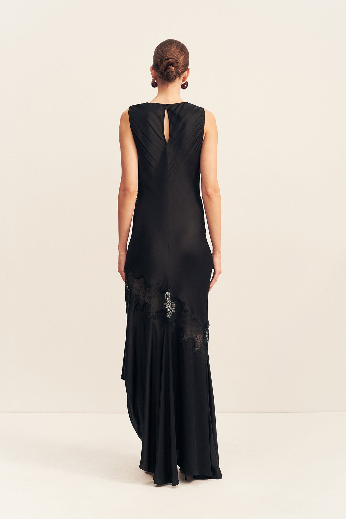 Simona Asymmetrical Panelled Maxi Dress | Black | Dresses | Shona