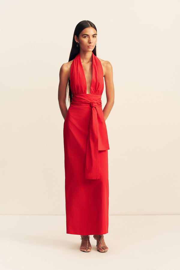 CAMPBELL HALTER PLUNGED MAXI DRESS - GOJI_F