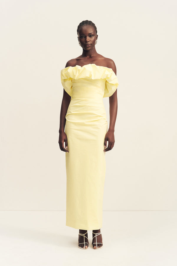 CAMPBELL STRAPLESS BUBBLE MAXI DRESS - LEMONADE_F