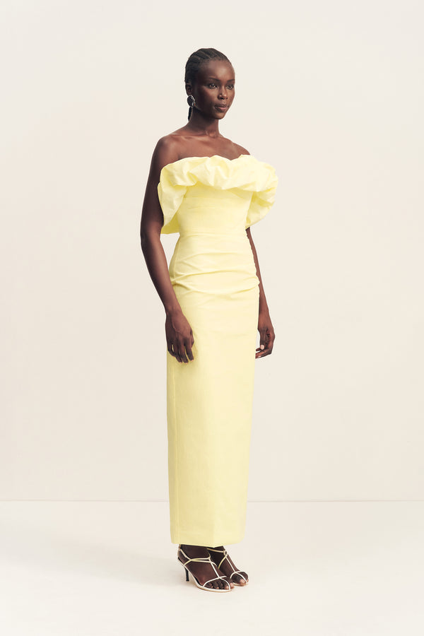 CAMPBELL STRAPLESS BUBBLE MAXI DRESS - LEMONADE