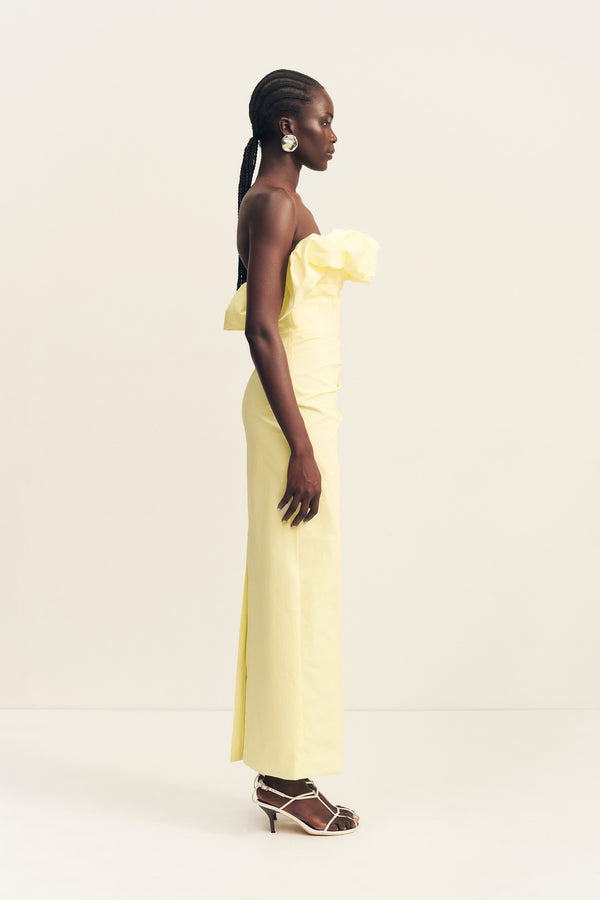 CAMPBELL STRAPLESS BUBBLE MAXI DRESS - LEMONADE