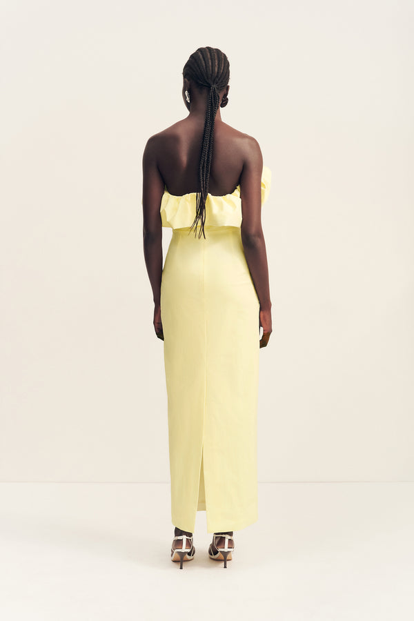 CAMPBELL STRAPLESS BUBBLE MAXI DRESS - LEMONADE