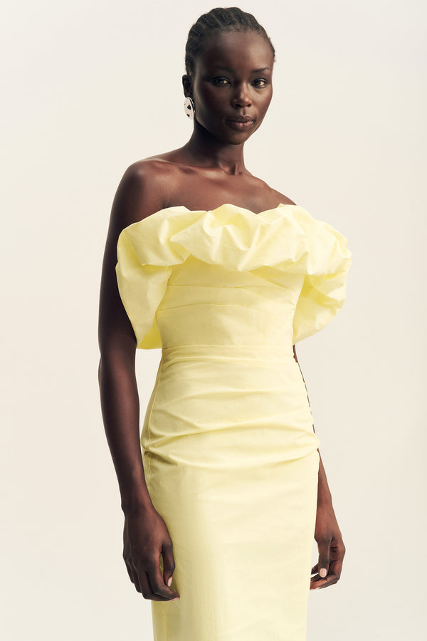 CAMPBELL STRAPLESS BUBBLE MAXI DRESS - LEMONADE