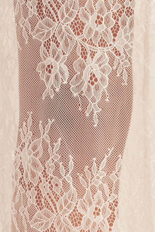 MARTINE LACE GATHERED MAXI DRESS - WHITE_SW