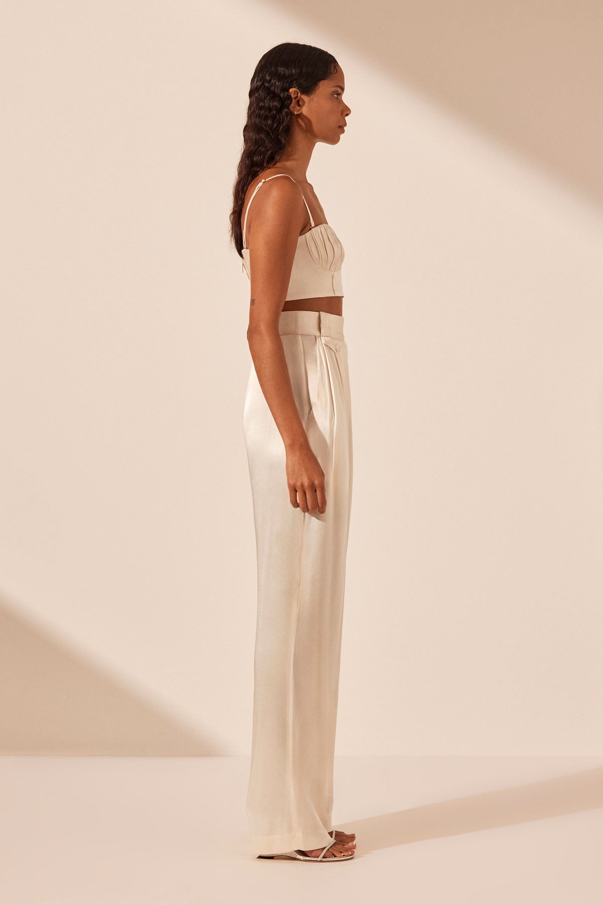 Cream High Waisted Trousers | JJXX | SilkFred US