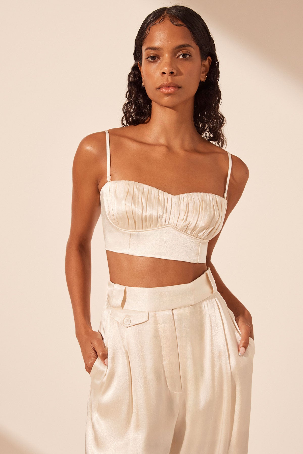 White Off The Shoulder Top And Bralette La Lune Corded Ruched