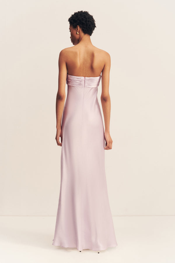 LA LUNE STRAPLESS RUCHED BODICE MAXI DRESS - LILAC