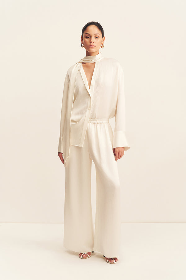 HUXLEY TEXTURED DRAWSTRING PANT - VANILLA_F