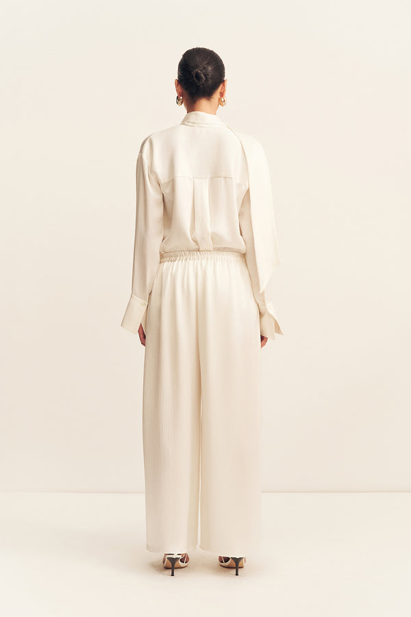 HUXLEY TEXTURED DRAWSTRING PANT - VANILLA