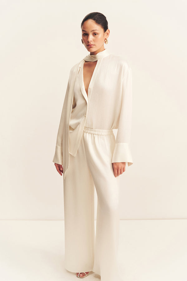 HUXLEY TEXTURED DRAWSTRING PANT - VANILLA