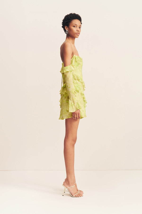 MILLER LONG SLEEVE RUFFLE MINI DRESS_S