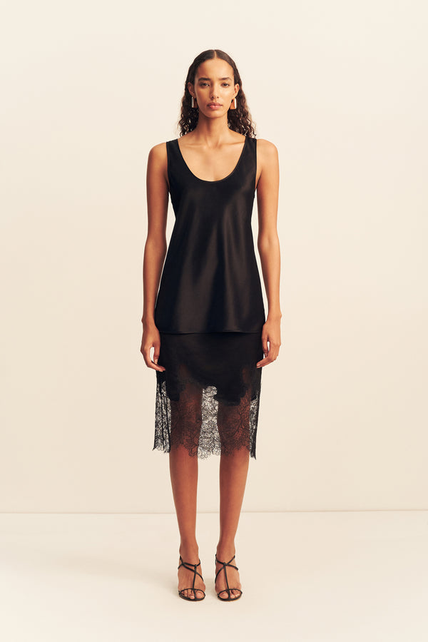 LUCIA LACE KNEE LENGTH SKIRT - BLACK