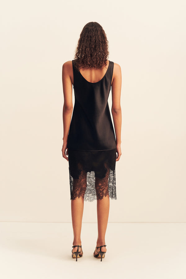 LUCIA LACE KNEE LENGTH SKIRT - BLACK