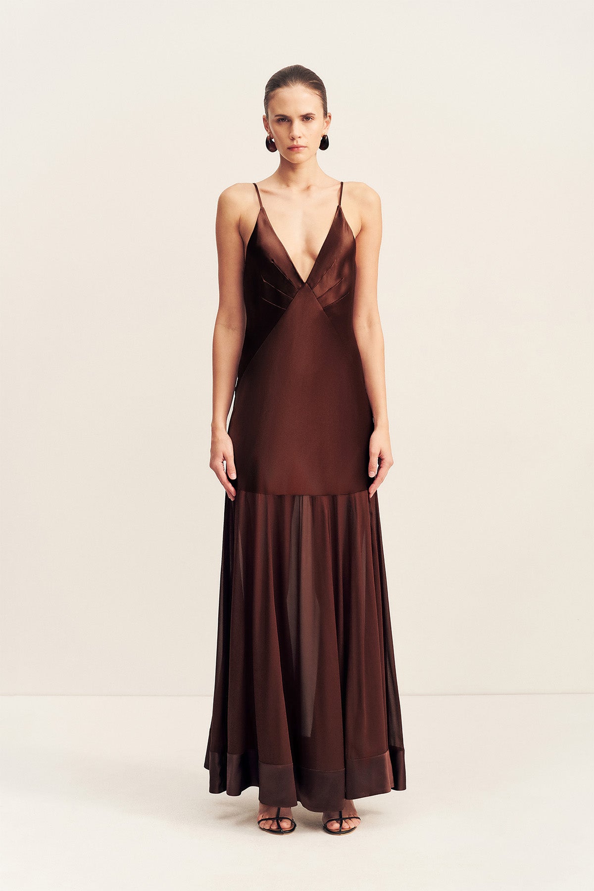 Moraya Plunged Maxi Dress | Coffee | Dresses | Shona Joy – Shona